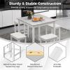 Giantex Dining Table Set for 4, Kitchen Table Chairs Set of 4, Counter Height Dining Table Set with 4 Bar Stools, Space-Saving Dinette Table Set for Small Place, Breakfast Nook Table Set (Brown)(White)