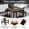 Giantex Dining Table Set for 4, Kitchen Table Chairs Set of 4, Counter Height Dining Table Set with 4 Bar Stools, Space-Saving Dinette Table Set for Small Place, Breakfast Nook Table Set (Brown)(Brown)
