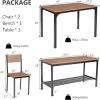 Giantex Dining Table Set for 4, Kitchen Table with Bench and Chairs, Industrial Gathering Bench Dining Set W/Metal Frame & Storage Rack, Dinette Set, Modern Functional Desk Set (Black Oak)(Brown)