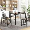 Giantex Dining Table Set for 4, Kitchen Table with Bench and Chairs, Industrial Gathering Bench Dining Set W/Metal Frame & Storage Rack, Dinette Set, Modern Functional Desk Set (Black Oak)(Black Oak)