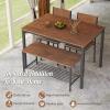 Giantex Dining Table Set for 4, Kitchen Table with Bench and Chairs, Industrial Gathering Bench Dining Set W/Metal Frame & Storage Rack, Dinette Set, Modern Functional Desk Set (Black Oak)(Brown)