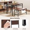 Giantex Dining Table Set for 4, Kitchen Table with Bench and Chairs, Industrial Gathering Bench Dining Set W/Metal Frame & Storage Rack, Dinette Set, Modern Functional Desk Set (Black Oak)(Walnut)