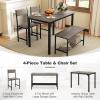 Giantex Dining Table Set for 4, Kitchen Table with Bench and Chairs, Industrial Gathering Bench Dining Set W/Metal Frame & Storage Rack, Dinette Set, Modern Functional Desk Set (Black Oak)(Black Oak)