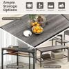 Giantex Dining Table Set for 4, Kitchen Table with Bench and Chairs, Industrial Gathering Bench Dining Set W/Metal Frame & Storage Rack, Dinette Set, Modern Functional Desk Set (Black Oak)(Grey)
