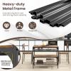 Giantex Dining Table Set for 4, Kitchen Table with Bench and Chairs, Industrial Gathering Bench Dining Set W/Metal Frame & Storage Rack, Dinette Set, Modern Functional Desk Set (Black Oak)(Rustic Brown)