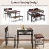 Giantex Dining Table Set for 4, Kitchen Table with Bench and Chairs, Industrial Gathering Bench Dining Set W/Metal Frame & Storage Rack, Dinette Set, Modern Functional Desk Set (Black Oak)(Walnut)