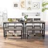 Giantex Dining Table Set for 4, Kitchen Table with Bench and Chairs, Industrial Gathering Bench Dining Set W/Metal Frame & Storage Rack, Dinette Set, Modern Functional Desk Set (Black Oak)(Black Oak)