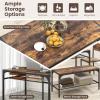 Giantex Dining Table Set for 4, Kitchen Table with Bench and Chairs, Industrial Gathering Bench Dining Set W/Metal Frame & Storage Rack, Dinette Set, Modern Functional Desk Set (Black Oak)(Rustic Brown)