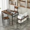 Giantex Dining Table Set for 4, Kitchen Table with Bench and Chairs, Industrial Gathering Bench Dining Set W/Metal Frame & Storage Rack, Dinette Set, Modern Functional Desk Set (Black Oak)(Rustic Brown)