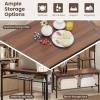 Giantex Dining Table Set for 4, Kitchen Table with Bench and Chairs, Industrial Gathering Bench Dining Set W/Metal Frame & Storage Rack, Dinette Set, Modern Functional Desk Set (Black Oak)(Walnut)