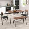 Giantex Dining Table Set for 4, Mid-Century Kitchen Furniture Set w/Kitchen Table, Bench & 2 Upholstered PVC Leather Chairs, 4-Piece Space-Saving Dinette Set for Small Place, Breakfast Nook