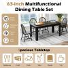 Giantex Dining Table Set for 4, Rectangular Wooden Dining Table & 4 Windsor Dining Chairs, 5 Pieces Modern Space-Saving Dinette Set for Dining Room, Kitchen, Living Room, Restaurant, Black