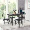 Giantex Dining Table Set with 4 Chairs 5-Piece Wood Kitchen Table for 4 Person Rectangular Table with Metal Frame (Black)