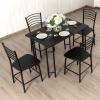 Giantex Dining Table Set with 4 Chairs 5-Piece Wood Kitchen Table for 4 Person Rectangular Table with Metal Frame (Black)