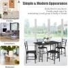 Giantex Dining Table Set with 4 Chairs 5-Piece Wood Kitchen Table for 4 Person Rectangular Table with Metal Frame (Black)