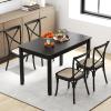 Giantex Dining Table for 4 People, 48″x 29″ Kitchen Table with Wood Legs, Load 330 Lbs, Rectangular Dinner Table for Small Space, Dinette, Apartment, Living Room, Dining Room (Black)(Black)