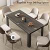 Giantex Dining Table for 6, Rectangular Kitchen Table with 330Lbs Capacity, Stable Structure, 63″ L x 31.5″ W x 30″ H Large Farmhouse Center Tables for Dinner, Dinette, Dining Room, Black(Grey)