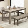 Giantex Dining Table for 6, Rectangular Kitchen Table with 330Lbs Capacity, Stable Structure, 63″ L x 31.5″ W x 30″ H Large Farmhouse Center Tables for Dinner, Dinette, Dining Room, Black(Oak)