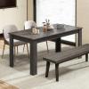Giantex Dining Table for 6, Rectangular Kitchen Table with 330Lbs Capacity, Stable Structure, 63″ L x 31.5″ W x 30″ H Large Farmhouse Center Tables for Dinner, Dinette, Dining Room, Black(Grey)