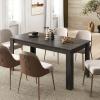Giantex Dining Table for 6, Rectangular Kitchen Table with 330Lbs Capacity, Stable Structure, 63″ L x 31.5″ W x 30″ H Large Farmhouse Center Tables for Dinner, Dinette, Dining Room, Black(Grey)