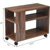 Giantex End Table 3-Tier with Shelves and Wheels for Small Spaces, Stable and Multifunctional Storage Organize Cart for Living Room,Bedroom, Office Nightstand (1, Brown)