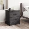 Giantex Farmhouse Nightstand Set of 2, Wood Bedside Table with 2 Storage Drawers, Compact Floor Night Stand, Walnut Accent Sofa Side Table for Bedroom(Grey Oak)