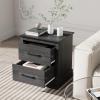 Giantex Farmhouse Nightstand Set of 2, Wood Bedside Table with 2 Storage Drawers, Compact Floor Night Stand, Walnut Accent Sofa Side Table for Bedroom(Grey Oak)