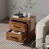 Giantex Farmhouse Nightstand Set of 2, Wood Bedside Table with 2 Storage Drawers, Compact Floor Night Stand, Walnut Accent Sofa Side Table for Bedroom(Walnut)