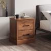 Giantex Farmhouse Nightstand Set of 2, Wood Bedside Table with 2 Storage Drawers, Compact Floor Night Stand, Walnut Accent Sofa Side Table for Bedroom(Walnut)