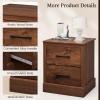 Giantex Farmhouse Nightstand Set of 2, Wood Bedside Table with 2 Storage Drawers, Compact Floor Night Stand, Walnut Accent Sofa Side Table for Bedroom(Walnut)