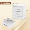 Giantex Farmhouse Nightstand Set of 2, Wood Bedside Table with 2 Storage Drawers, Compact Floor Night Stand, Walnut Accent Sofa Side Table for Bedroom(White)