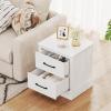 Giantex Farmhouse Nightstand Set of 2, Wood Bedside Table with 2 Storage Drawers, Compact Floor Night Stand, Walnut Accent Sofa Side Table for Bedroom(White)