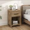 Giantex Farmhouse Nightstand, Wooden Bedside Table with Storage Drawer & Open Shelf, End Side Table, Rustic Night Stand for Small Space Bedroom & Home Office, Natural(1)