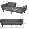 Giantex Foldable Futon Sofa Bed, Convertible Sofa Couch Upholstered Futon Sleeper Sofa, 3-Level Angle Adjustable, Pull Out Futon Bed Ideal for Compact Living Room Apartment, Dorm (Gray)(Grey)