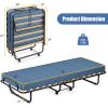 Giantex Folding Bed with Mattress, Rollaway Guest Bed w/ 4 Inch Memory Foam Mattress, Sturdy Metal Frame, Portable Bed Cot Size Easy to Store, Foldable Beds for Adults, Made in Italy(Blue)