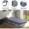 Giantex Folding Bed with Mattress, Rollaway Guest Bed w/ 4 Inch Memory Foam Mattress, Sturdy Metal Frame, Portable Bed Cot Size Easy to Store, Foldable Beds for Adults, Made in Italy(Blue)