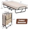 Giantex Folding Bed with Mattress, Rollaway Guest Bed w/ 4 Inch Memory Foam Mattress, Sturdy Metal Frame, Portable Bed Cot Size Easy to Store, Foldable Beds for Adults, Made in Italy(Beige)