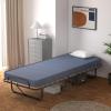 Giantex Folding Bed with Mattress, Rollaway Guest Bed w/ 4 Inch Memory Foam Mattress, Sturdy Metal Frame, Portable Bed Cot Size Easy to Store, Foldable Beds for Adults, Made in Italy(Blue)