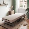 Giantex Folding Bed with Mattress, Rollaway Guest Bed w/ 4 Inch Memory Foam Mattress, Sturdy Metal Frame, Portable Bed Cot Size Easy to Store, Foldable Beds for Adults, Made in Italy(Beige)