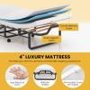 Giantex Folding Bed with Mattress for Adults, Twin Size Rollaway Beds for Guest, Space Saving Portable Foldable Bed w/Memory Foam Mattress & Metal Frame for Easy Storage, 75″x 38″(Small Single)