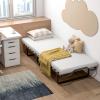 Giantex Folding Bed with Mattress for Adults, Twin Size Rollaway Beds for Guest, Space Saving Portable Foldable Bed w/Memory Foam Mattress & Metal Frame for Easy Storage, 75″x 38″(Small Single)
