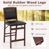 Giantex Folding Counter Height Bar Stools Set of 2, 24.5″ Farmhouse Barstools w/Padded Back & Seat, Footrest, Rubber Wood Legs, No Assembly Needed, Upholstered Bar Dining Chairs for Kitchen Island