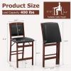 Giantex Folding Counter Height Bar Stools Set of 2, 24.5″ Farmhouse Barstools w/Padded Back & Seat, Footrest, Rubber Wood Legs, No Assembly Needed, Upholstered Bar Dining Chairs for Kitchen Island