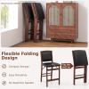 Giantex Folding Counter Height Bar Stools Set of 2, 24.5″ Farmhouse Barstools w/Padded Back & Seat, Footrest, Rubber Wood Legs, No Assembly Needed, Upholstered Bar Dining Chairs for Kitchen Island