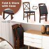 Giantex Folding Dining Chairs Set of 2, Foldable Wood Kitchen Chairs with Padded Seat, Solid Wood Frame, Max Load 400 Lbs, No Assembly Easy to Store Wooden Dining Chairs for Apartment, Small Space(Walnut-x Back)