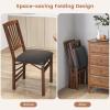 Giantex Folding Dining Chairs Set of 2, Foldable Wood Kitchen Chairs with Padded Seat, Solid Wood Frame, Max Load 400 Lbs, No Assembly Easy to Store Wooden Dining Chairs for Apartment, Small Space(Walnut-slat Back)