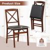 Giantex Folding Dining Chairs Set of 2, Foldable Wood Kitchen Chairs with Padded Seat, Solid Wood Frame, Max Load 400 Lbs, No Assembly Easy to Store Wooden Dining Chairs for Apartment, Small Space(Walnut-x Back)
