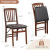Giantex Folding Dining Chairs Set of 2, Foldable Wood Kitchen Chairs with Padded Seat, Solid Wood Frame, Max Load 400 Lbs, No Assembly Easy to Store Wooden Dining Chairs for Apartment, Small Space(Walnut-slat Back)