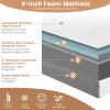 Giantex Folding Mattress, 4 Inch Gel-Infused Tri-fold Mattresses with Bamboo Cover & Carry Bag, CertiPUR-US Certified, Foldable Cooling Mattress Topper for Guest Room Dorm RV Camp Floor, Twin XL(Brown)