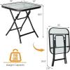 Giantex Folding Side Table, Round Small Patio Table, Tempered Glass Tabletop, Steel Frame, Weather-Resistant Outdoor Indoor Use for Bistro Porch Garden Balcony (Classic Round, 18″x18″x18.5″)(Farmhouse Square)